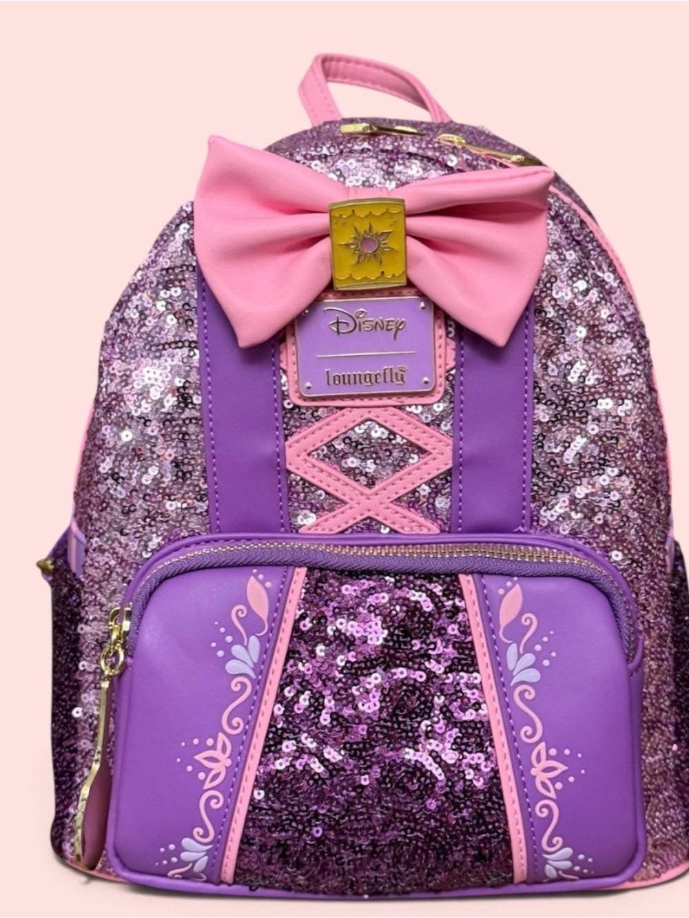 Loungefly Rapunzel Purple & Pink Sequin Mini Backpack